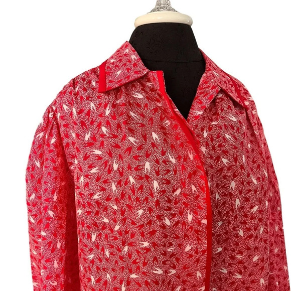 NWT NOS Vintage Lady Manhattan Red White Polyester Blouse 22W 1979-1983 - Picture 2 of 14